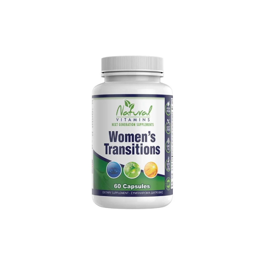 Women's Transitions Φυσική φόρμουλα για την εμμηνόπαυση • Natural Vitamins • 60 κάψουλες