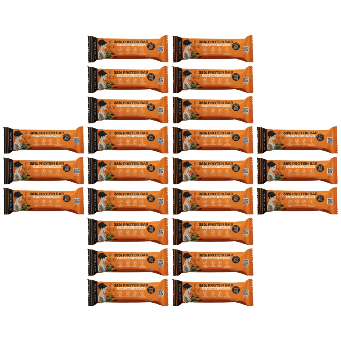 Μπάρες Πρωτεΐνης 38% Αμύγδαλο & Μέλι • Mythic Flavors • Mega Combo 24 τμχ