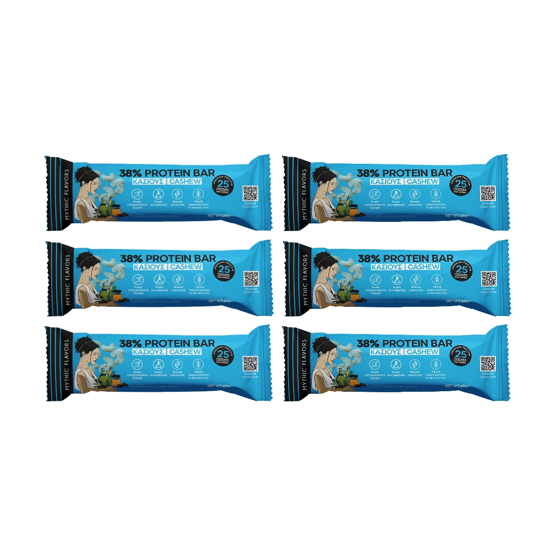 Μπάρες Πρωτεΐνης 38% Κάσιους & Μέλι • Mythic Flavors • Combo 6 τμχ