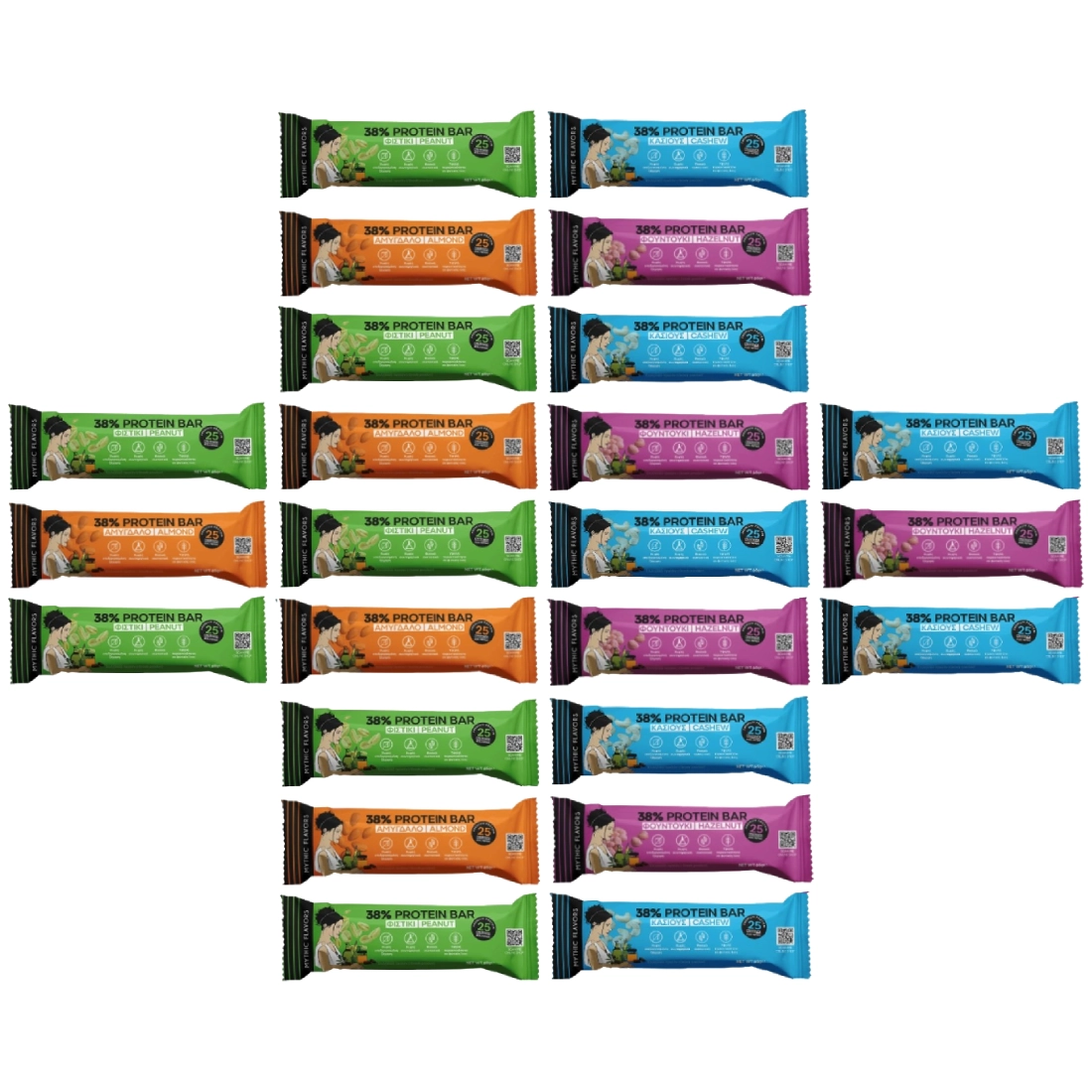 Μπάρες Πρωτεΐνης 38% • Mythic Flavors • Mega Combo 24 τμχ